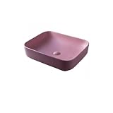 ASerZenith Mobile Bagno Rosa, Lavabo in Ceramica da Appoggio, Lavabo Singolo, Lavabo Quadrato per Balcone, Accessori per Il Bagno.,One Color-A