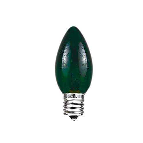 Novelty Lights Christmas Replacement Bulbs - Outdoor Individual Bulbs For Events, Holiday Parties, Patios, And More - C7/E12 Candelabra Base, 5 Watt Lights (Green, 25 Pack) #TOP5