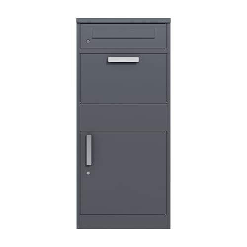 DEGAMO Paketbox Briefkasten Bremen 50x38x112cm, Stahl anthrazit RAL 7016, stehend, wasserdicht