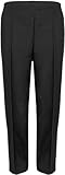 Ladies Half Elasticated Waist Trousers 2 Front Side Pockets Short Regular Long Length Business Office Work Womens Pants Bottoms UK 8-24 (UK, Numeric, 14, Regular, Regular, Black)