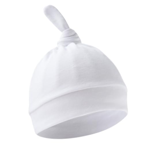Cotton Breathable Baby Bonnet Hat Soft Infants Earflap Bonnet Fetal Caps Comfortable Headwear for 0 to 6 Months Unisex White