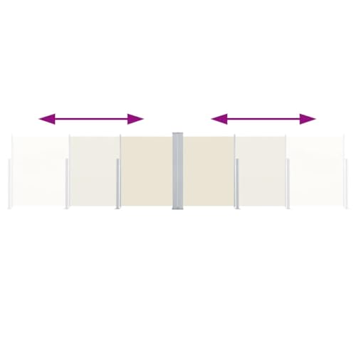 Auvent latéral rétractable 120 x 600 cm vent et soleil polyester crème - 7