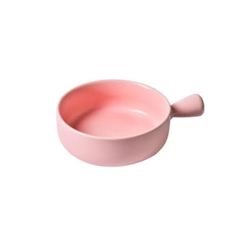 VINTORKY Piatto Da Forno Rotondo Ceramica Con Manico Vassoio Pratico Per Frutta e Insalate Cucina Rosa e Facile Da Pulire