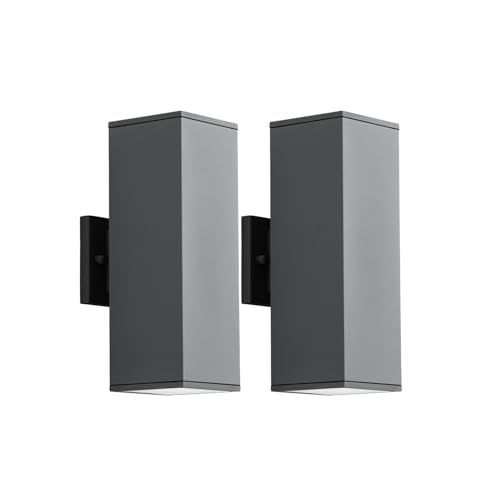 Image of mirrea 14 inch Modern Outdoor Porch Light in 2 Lights, Matte Gray, 2 Pack