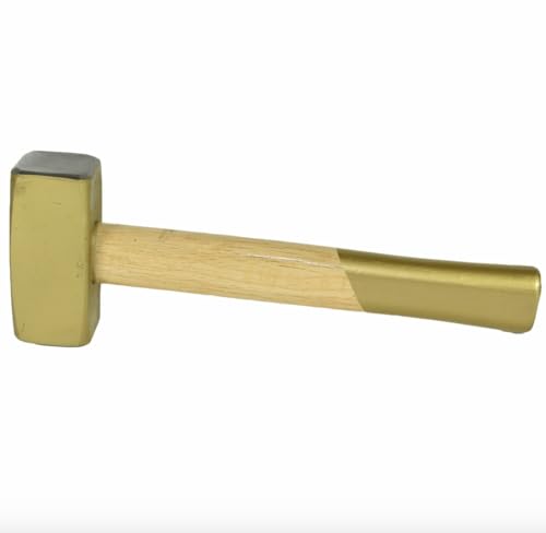 Dunnet Tools 1KG Gold Head Lump Hammer - Heavy Duty Hardened Carbon Steel Face With Wooden Handle for Stoning and Sledge Work