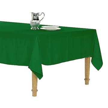 Party Social Colored Tablecloth, Dark Green 250 x 140, Rectangular Polyester Blend for Catering, Events, Dinner Parties, Weddings, Buffet Table or Home Dining, Washable Table Cloth