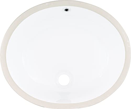 MSI 15 inch x 12 inch Oval Porcelain Ceramic Undermount Bathroom Vanity Vessel Sink, White