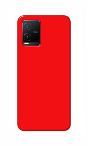 Image of Printed Hard Back Cover Case for Vivo T1x Back Cover (Plain Red) -1803