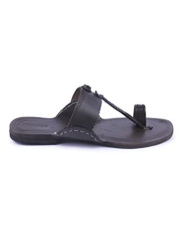 Image of KORAKARI Men Kolhapuri Chappal Handcrafted Sandal Smooth and Comfortable Flip Flops Slipper Stylish Anti Slip Design Genuine Leather Traditional Footwear.