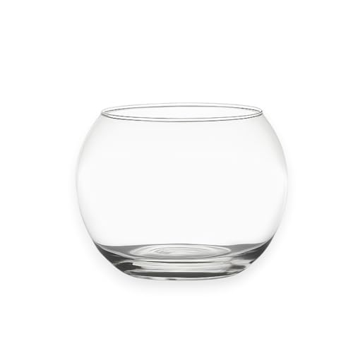 KORAT Vaso Boccia in Vetro Trasparente Design Rotondo Elegante per Fiori, Candele, Piante o Decorazioni Disponibile in 4 Dimensioni (16-20-25-30 cm) Ideale per Casa, Eventi (Ø 25 cm - 19x25x25 cm)