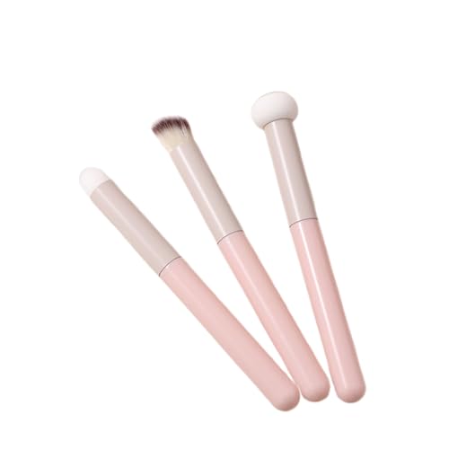 Makeup Brushes, Portable Special Mushroom Head Concealer Brush Sponge Dry and Wet Dual-use Multi-function Seamless Concealer Brush (Pink -3 packs)