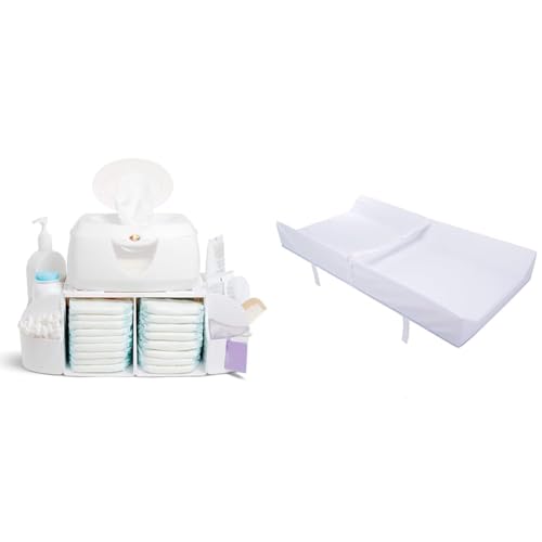 Image of Munchkin® Diaper Change Organizer & Secure Grip™ Contoured Baby Diaper Changing Pad for Dresser, Waterproof, 16" x 31"