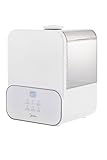 Midea 1.6 Gal Ultrasonic Humidifier – Warm & Cool Mist, 18‑Hour Runtime, Top-Fill, Essential Oil Diffuser & Ambient Night Light – Digital Touch, Auto-Off, White