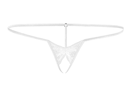 Sohimary 486 Mujer Mini String Tanga Abierto Encaje XS S M 34 36 38 40 Blanco