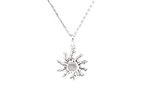 TALISMAN JEWELLERY Pendentif Eguzkilore Argent 925 Fleur du Soleil Vasque - Chaîne cadeau incluse -
