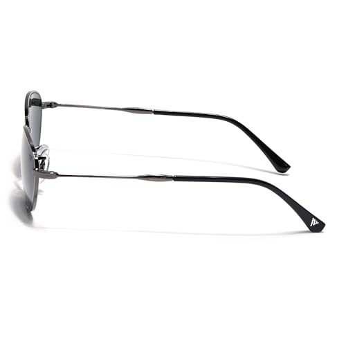 Image of Voyage Oval Polarized Sunglasses for Men & Women (Black Lens | Grey Frame - MG7625)