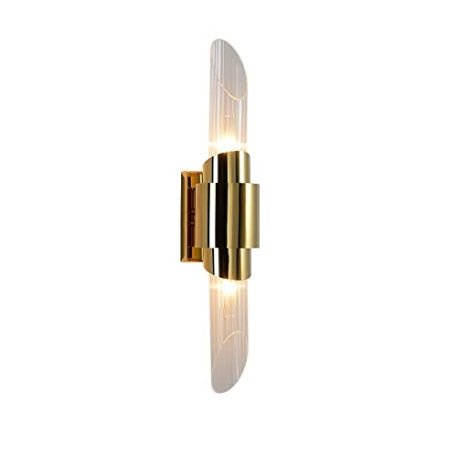 GLETSF Apliques De Pared De Acero Inoxidable De América del Norte E14, Lámpara De Noche De Pared Larga con Diseño Retro De Metal, Adecuada para Pasillos, Lofts, Pasillos Y Cafet-Gold