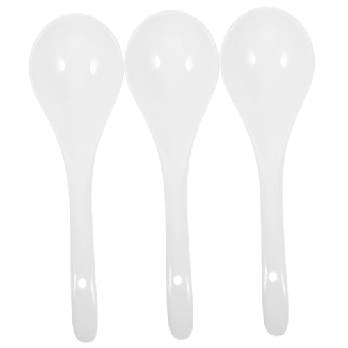 CONGARTENO 3pcs Ceramic Spoon Shaker Ramen Noodle Short Handled Spoon Large Spoons Ceramic Dinner Spoon Food Serving Spoons Delicate Dinner Spoon Spoons for Ramen Kitchen Spoon White Ceramics