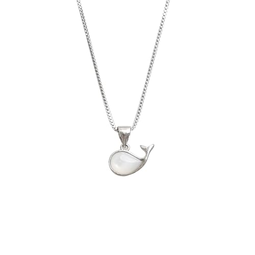 Collier avec pendentif baleine pour femmes, bijou argent 925 et pierre de lune