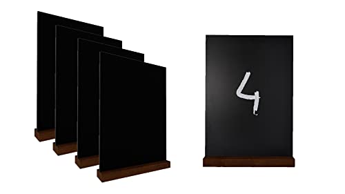 Tableau noir double face A5 avec socle bois pour menu restaurant (Lot de 4)