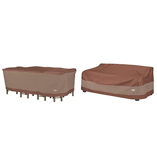 Duck Covers Ultimate Waterproof 125 Inch Rectangular/Oval Patio Table With Chairs Cover & Ultimate Waterproof 87 Inch Patio Loveseat Cover, Patio Furniture Covers #TOP16