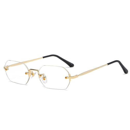 Lunettes de soleil rectangulaires sans monture LVTFCO pour hommes et femmes, verres thé UV400