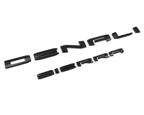 Image of 4PCS Gloss Black Door Denali HD Rear Denali Sierra Emblems Letters Compatible with 2019-2024 Sierra 1500 2500hd 3500hd (Denali HD Gloss Black)
