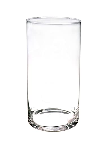 INNA-Glas Jarrón de Suelo cilíndrico Sanya Air, Transparente, 40cm, Ø19cm - Jarrón de Cristal - Florero de Vidrio