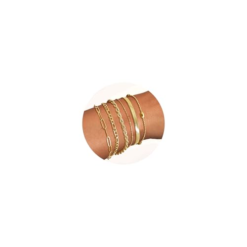 Dochais 6 Stück Kette Armbander Gold für Damen 14 Karat...