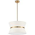 ELYCCUPA Modern Chandelier with Off-White Fabric Shade and Brass Finished Adjustable Pendant Light for Kitchen Island Living Room Bedroom Hallway, E26, Dia 18 Inch, UL Listed