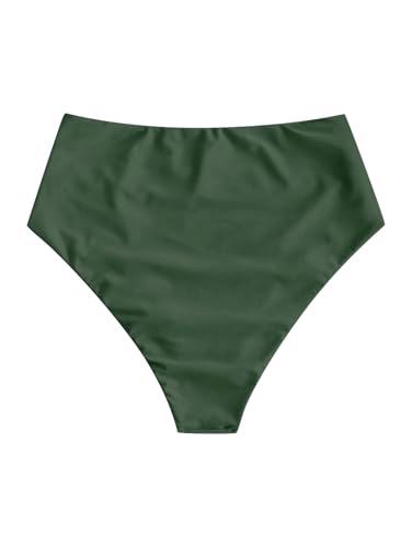 Image of ZAFUL Women High Waisted Bikini Bottoms Ruched Swimsuit Bottom Tummy Control Bathing Suit Bottoms