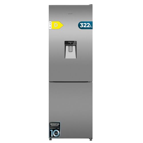 Cecotec Réfrigérateur Combi avec Distributeur d'Eau 322L Bolero CoolMarket Combi 322i WD Inox D. 185,5cm de Hauteur, 59,5cm de Largeur, Technologie Multi...
