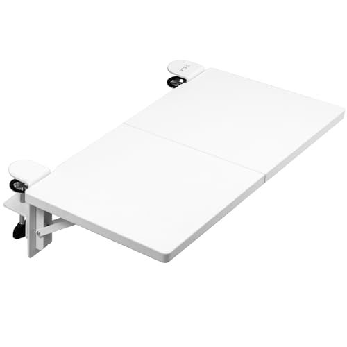 VIVO Clamp-on 24 x 12 inch Foldable Desk Extender, Wrist Support Arm Rest, Office Keyboard Tray, Side Table Extension Attachment, White, DESK-EXT24W