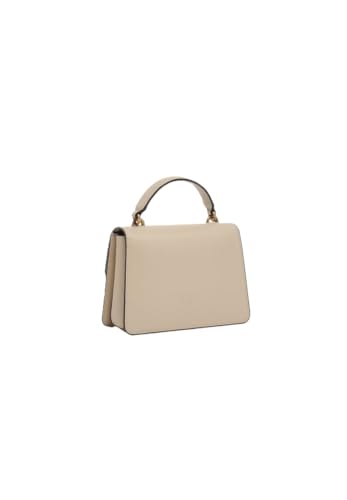 Pinko bolso bandolera Love One Mini en piel beige y gris con detalles dorados de lujo 3