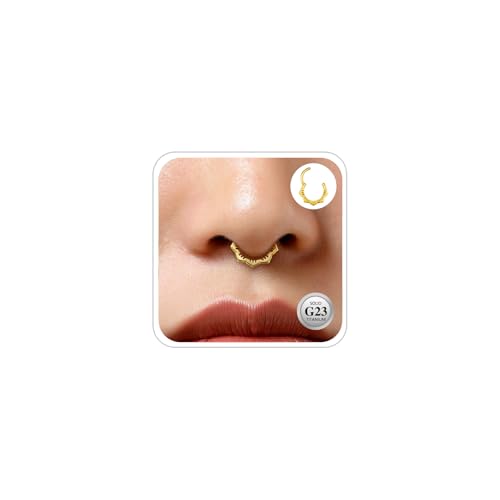 ESHIONER G23 Titan Septum Piercing Daith Nasenringe Gold Blume Clicker Ring Niedlich Klein Hinged Segment Clicker 8MM 16G Daith Piercing Schmuck für Damen Herren
