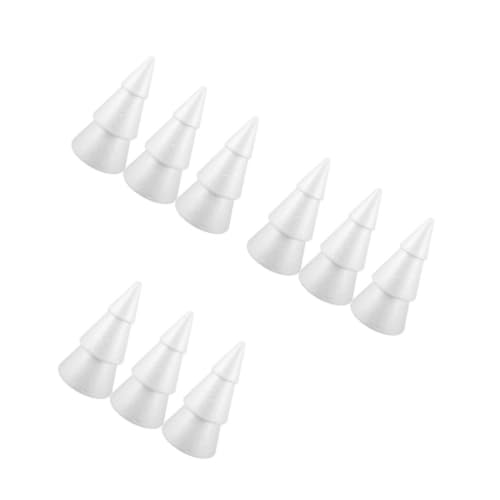 Image of 9 pcs White Polystyrene Foam Christmas Tree Cone for DIY Craft Decor