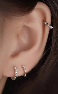 Ball Beaded Huggie Hoop Earrings 925 Sterling Silver Upper Ear Cartilage Helix Small Tiny Mini Sleeper Hoop Earrings 6