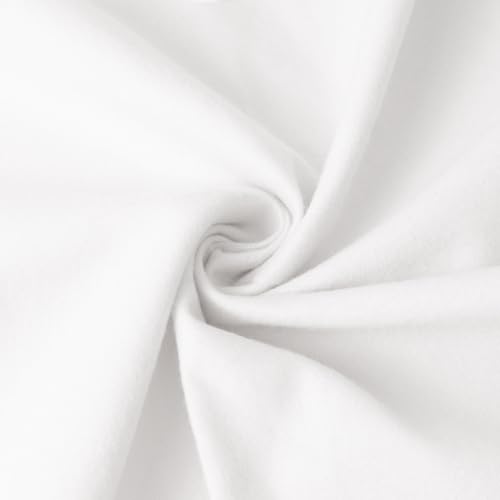 JOSNAAN 59W Cotton Flannel Fabric Super Soft 150GSM Medium Weight Solid Arts & Crafts Quilting Blanket for Sewing(1Yard White)