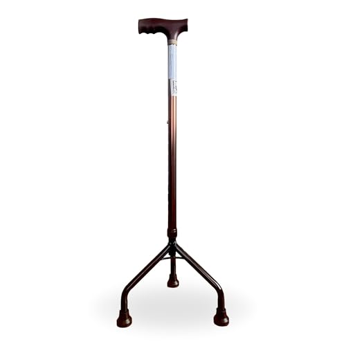 SPES - Bastone Tripode per Camminare Sicuri, Base Larga a 3 Piedini Antiscivolo per Massima Stabilità, Struttura Leggera in Alluminio, Regolabile in Altezza, Impugnatura Ergonomica - Bronzo