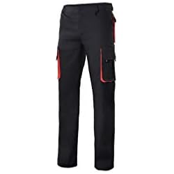 Ropa De Trabajo Barata Velilla 103004, Pantalón bicolor multibolsillos, color negro y rojo, Talla 42