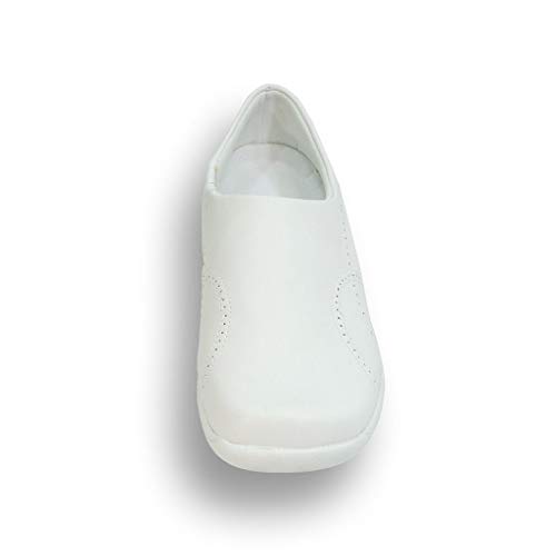 24 Hour Comfort Sofia (1003) Women Adjustable Wide Width Leather Slip-On Loafers White 10 #TOP1