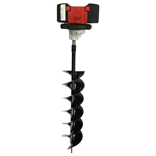 Electric Post Hole Digger, 2000W Cordless Electric Earth Auger Drill Electric Digger with 2 x 21V 6.0Ah Batteries, for Installing Fence Posts and Decks, Planting Trees, Drilling Holes in Soil