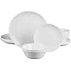 LaGlint Dinner Sets for 6, 18 Pieces Opal Glass Plates and Bowls Set, Dishwasher and Microwave Safe Dish Dinnerware Set, Chip and Scratch Resistant Dishware Sets White