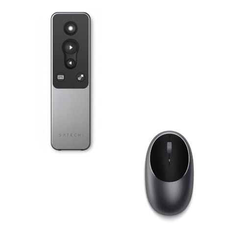 Satechi R1 Bluetooth Presentation Remote & M1 Wireless Bluetooth Mouse, USB-C Rechargeable, Compact & Portable, for iPad Air, iPad Pro, MacBook Pro, MacBook Air