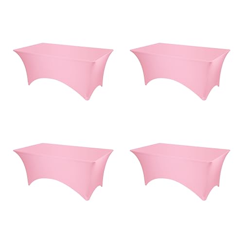 BRILLMAX 4 Pack Pink Spandex Table Covers for 6ft Rectangle Tables