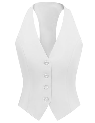 V VOCNI Vest for Women V Neck Sleeveless Racerback Fashion Dressy Crop Top Fitted Suite Vest Waistcoat