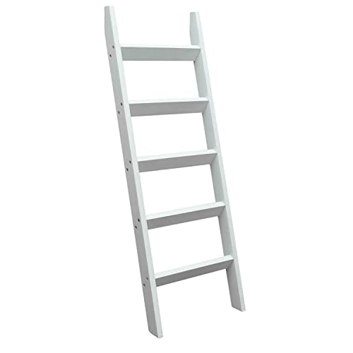 Hallops Blanket Ladder - 5 ft Wooden Rustic Ladder Shelf - Farmhouse Decor - White