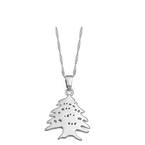 Flag & Map Of Lebanon Pendant Necklace - Ethnic Hip Hop Country Map Jewelry For Women & Men, 45cm Chain
