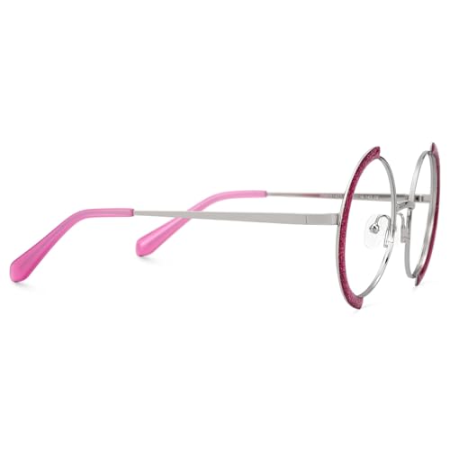 Image of Zeelool Vintage Metal Round Blue Light Blocking Glasses for Women ZJGM351423-04 Pink