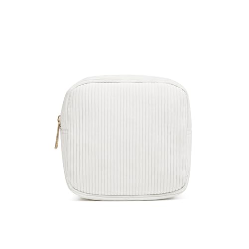 Mini pochette en peluche blanche pour maquillage et rangement cosmétique nomade